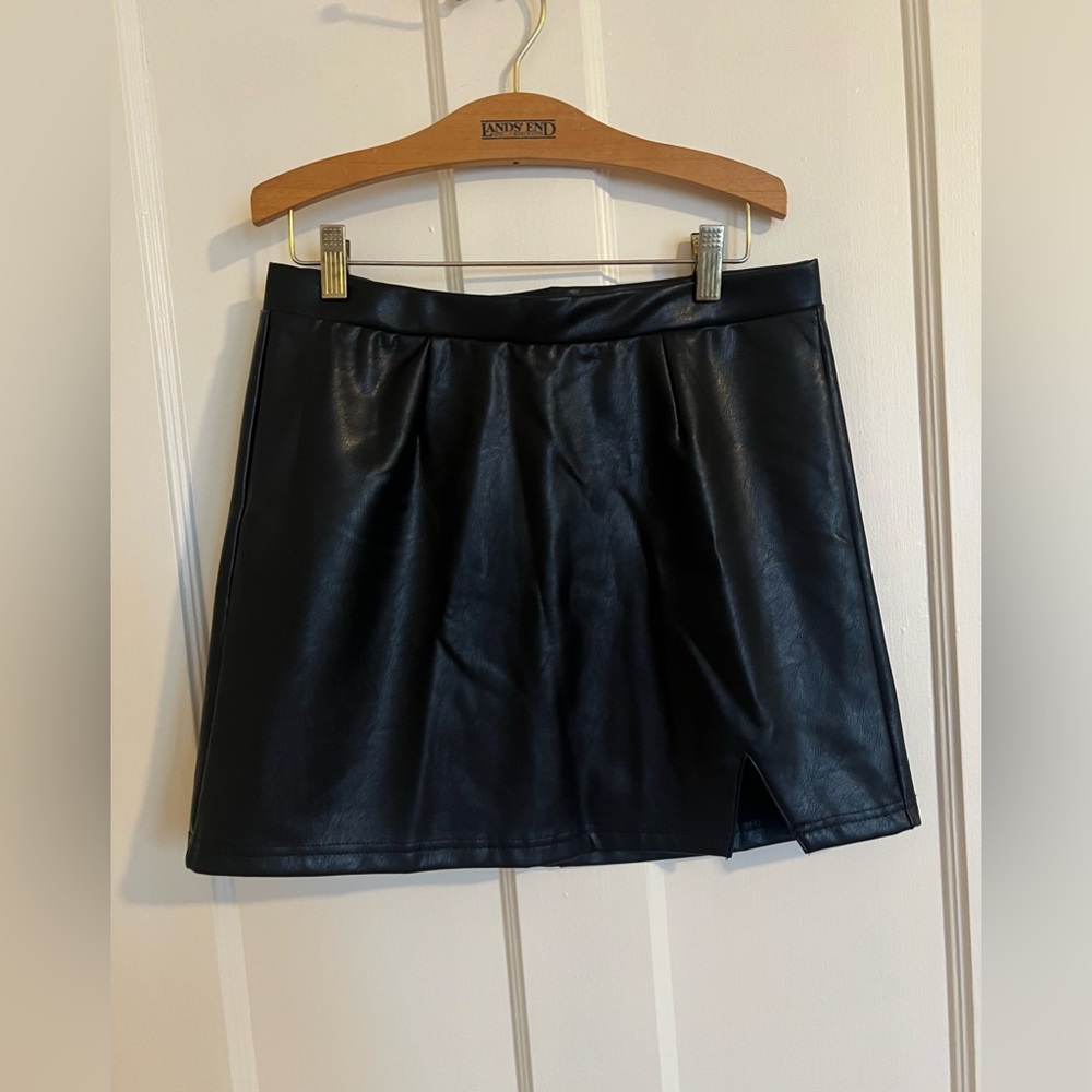 Leather Black Mini Skirt Size M